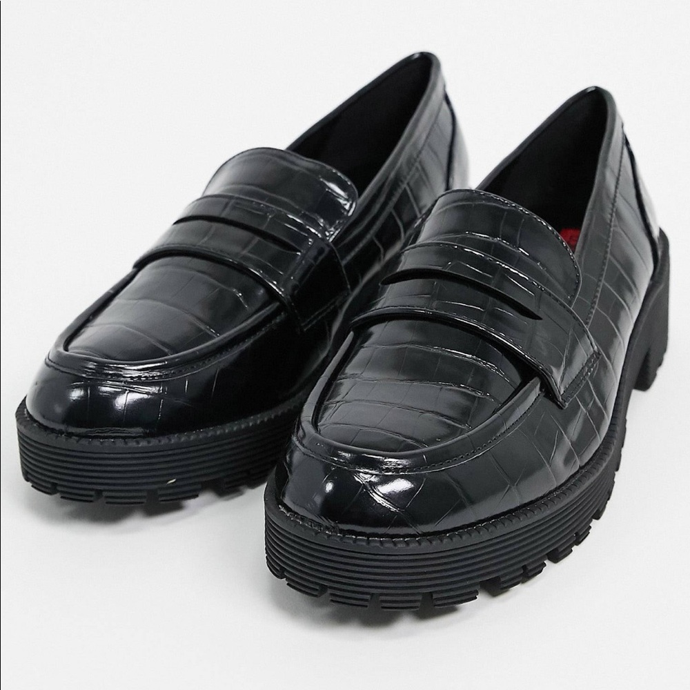 London Rebel Loafers 🆕 Chunky Black Style Sz10